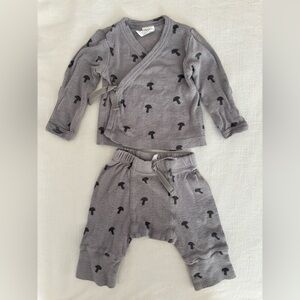 Kate Quinn Gray Mushroom Pointelle Baby Outfit